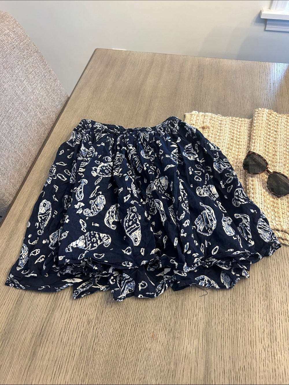 Navy Blue Printed Women's Skirt